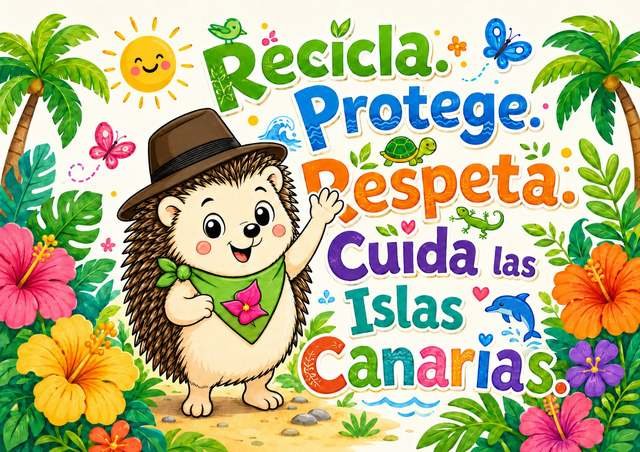 Contraportada del atlas genérico de las Islas Canarias con el mensaje Recicla, Protege, Respeta, Cuida las Islas Canarias